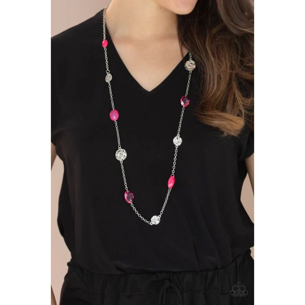 Glossy Glamorous Pink Necklace (389)